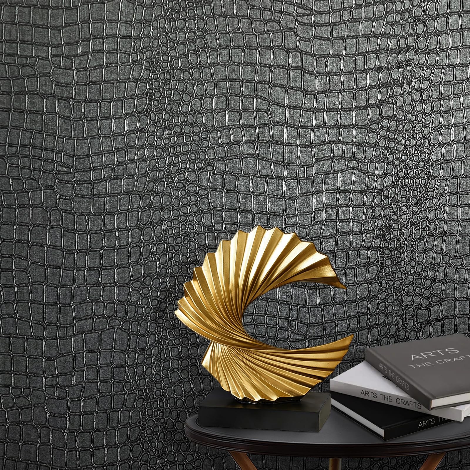 Zeeko Black Peel and Stick Wallpaper 17.3″ x 118″ 17.3in x 9.8ft,