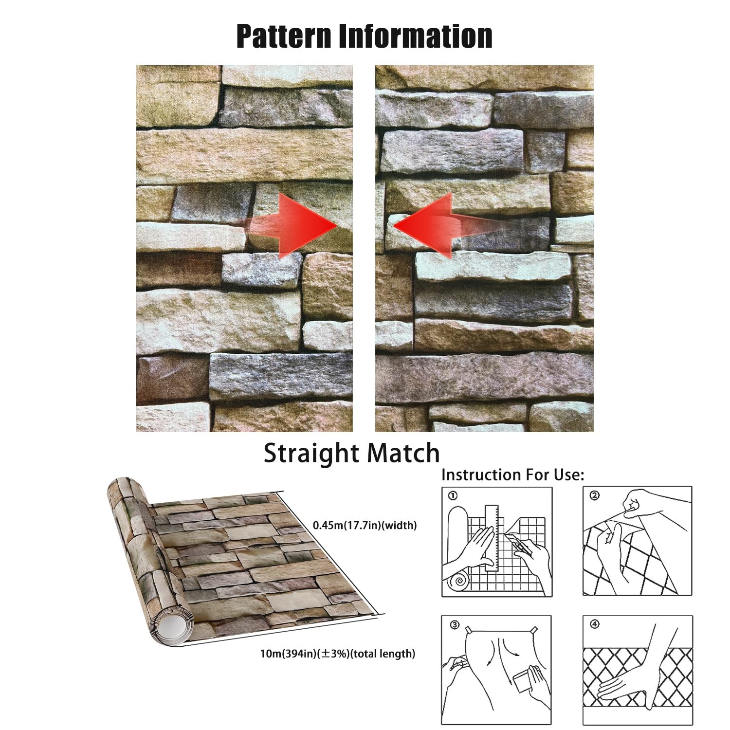 Yancorp 18″x120″ Brick Wallpaper Peel and Stick Modern 18″ x 120″, Brown
