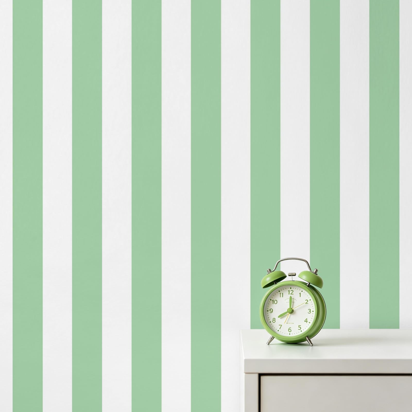Qianglive Green and White Striped Wallpaper 17.3″ x 480″, Green/White