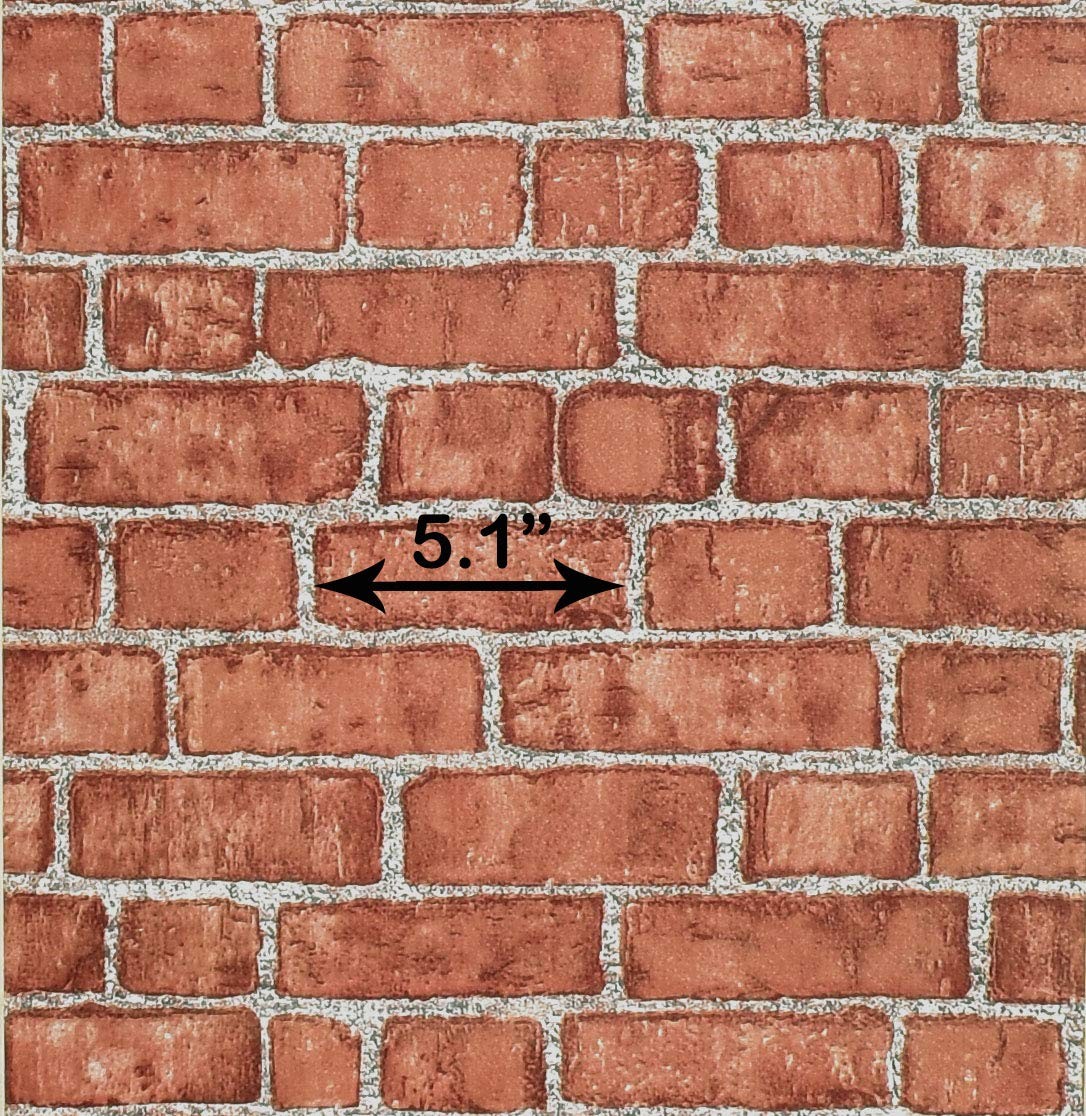 Naphite Red Brick Peel and Stick Wallpaper 3D Faux 17.7″ x 393″,