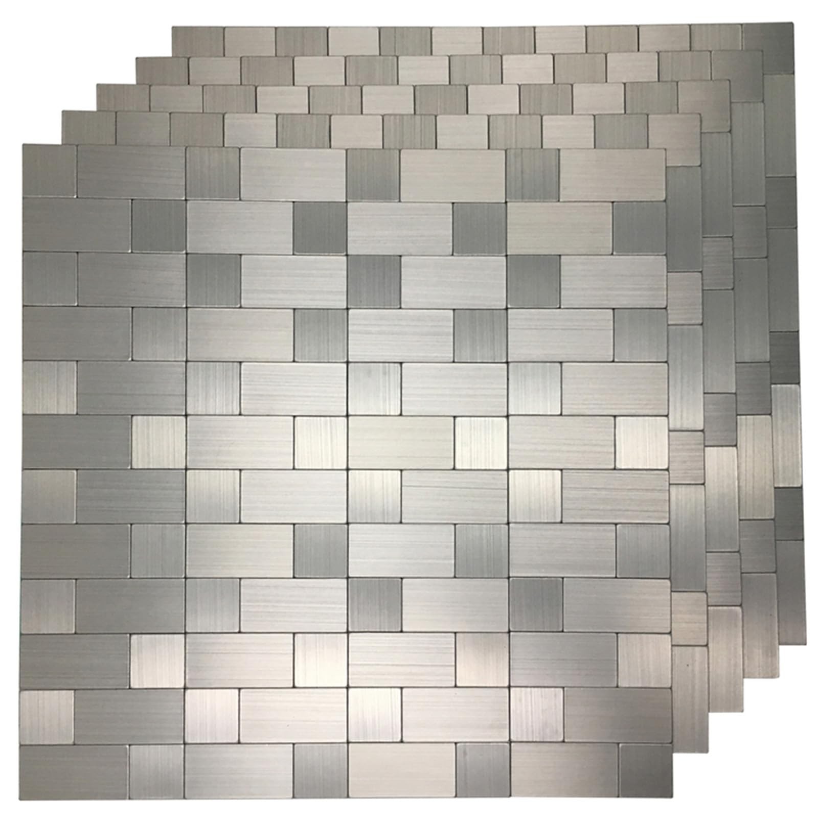 Art3d 10-Pack Self-Adhesive Metal Backsplash Peel 12×12″, Silver Aluminium