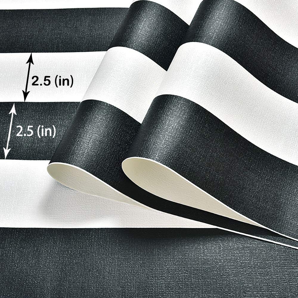 Cohoo Home Black and White Wallpaper Peel Stick 18″ x 118″, Black/White