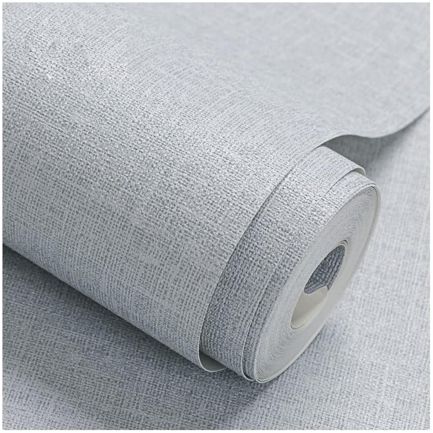 Fabric Peel and Stick Wallpaper Gray Faux Grasscloth Wall 17.8″ x 118″,
