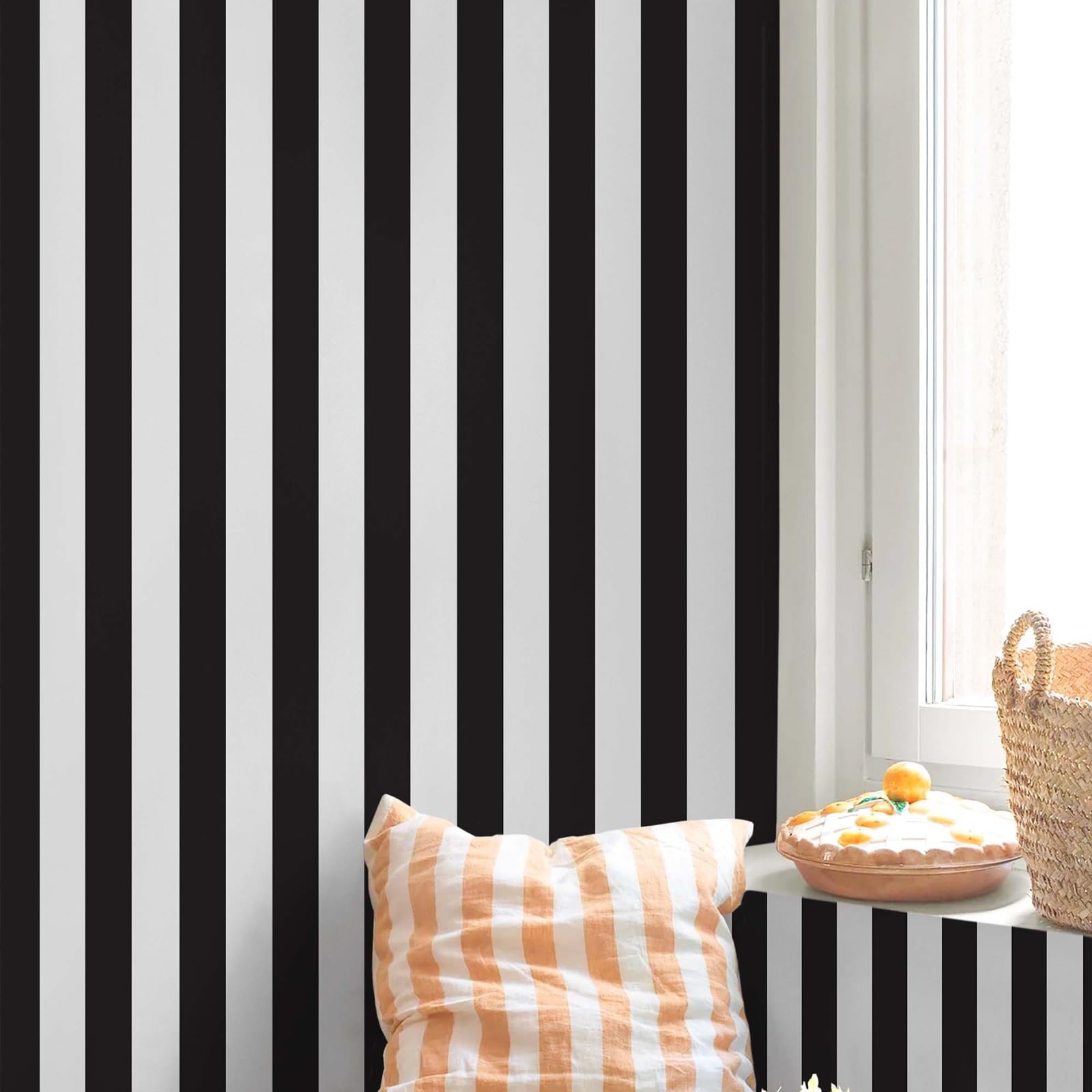 Cohoo Home Black and White Wallpaper Peel Stick 18″ x 118″, Black/White