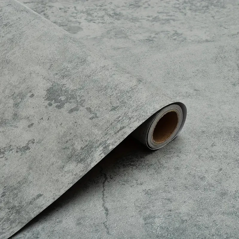 Cement Gray Textured Self-Adhesive Wallpaper 15.7in x 118in Dark Gray Waterproof