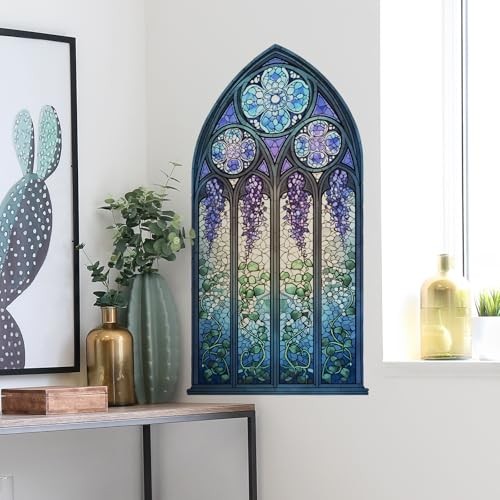 Fake Window Wall Decals Removable Vinyl Wisteria Stickers for Kitchen Dining