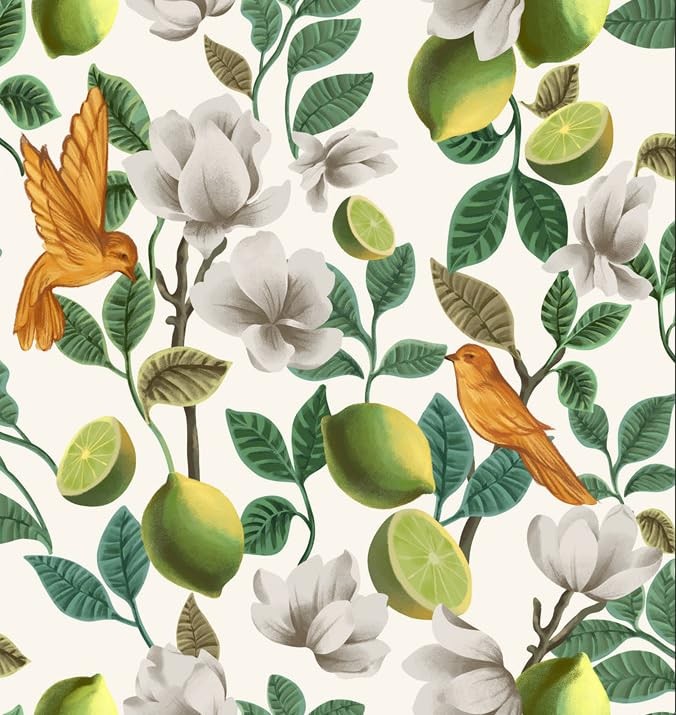lenify Floral Peel and Stick Wallpaper Vintage 16.9″ x 118.1″, Floral-2