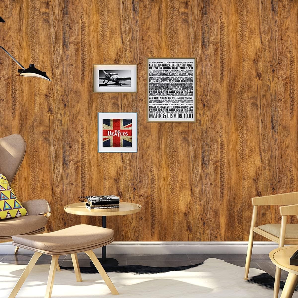Erfoni Brown Wood Grain Contact Paper Look Wallpaper 17.7 x 78.7,