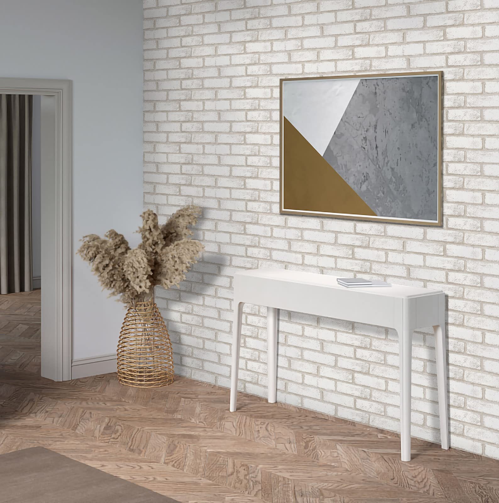 Timeet Brick Wallpaper Peel and Stick 17.7″ x 472.4″, Beige,white