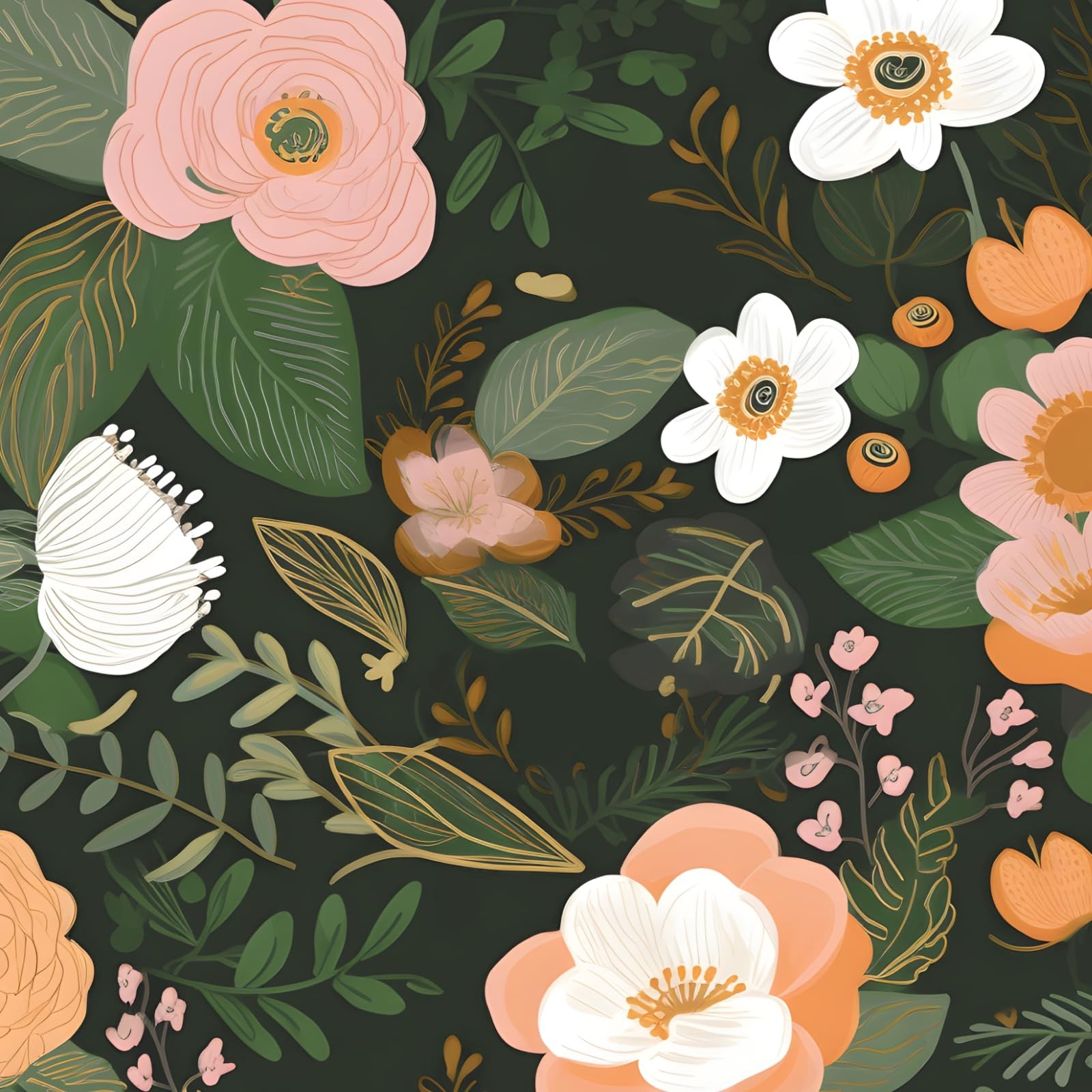 Danodoi Green Floral Wallpaper Peel and Stick 17.5″ x 393″,