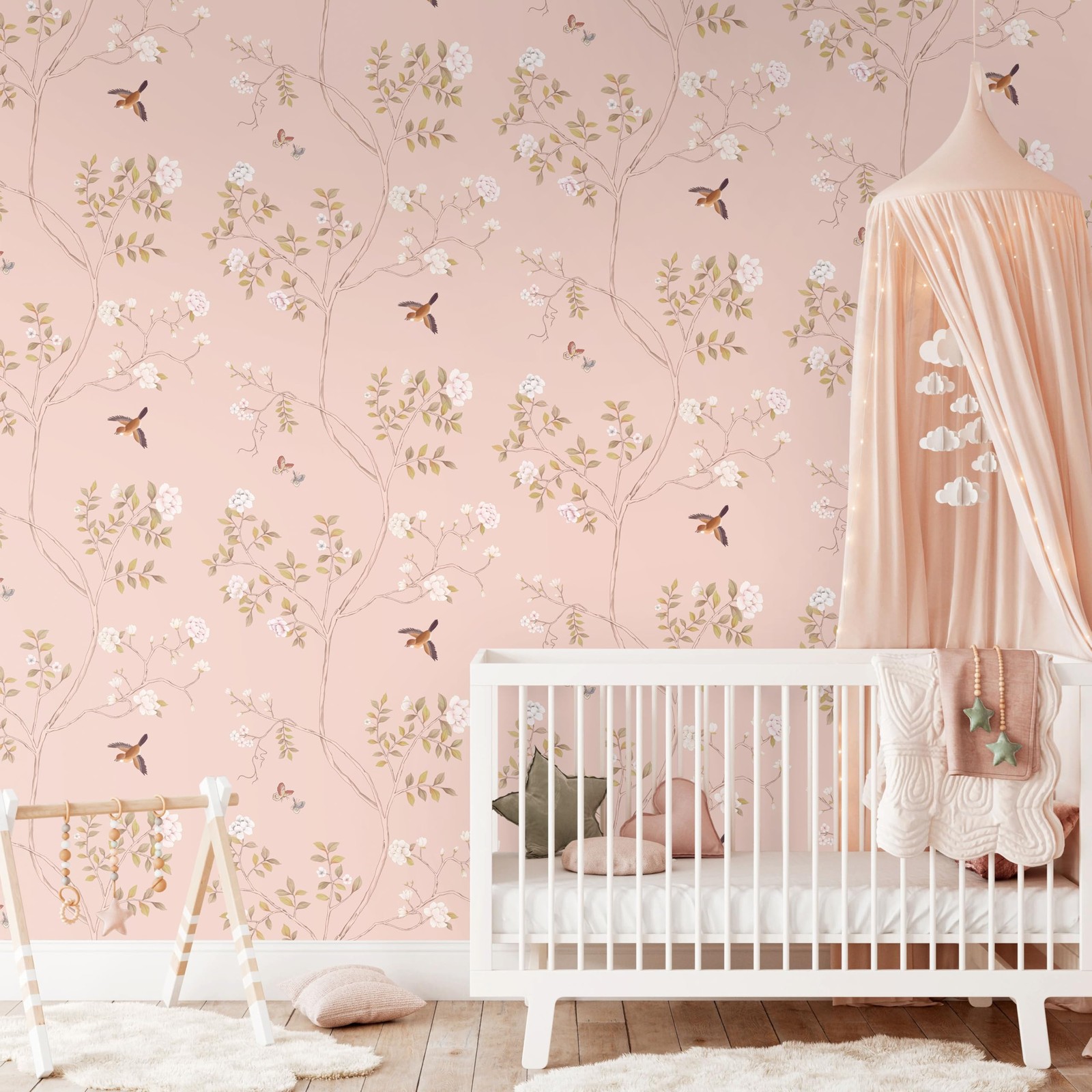 Hopepak 15.3» x 118» Floral Peel and Stick Wallpaper 15.3″ x 118″, Pink