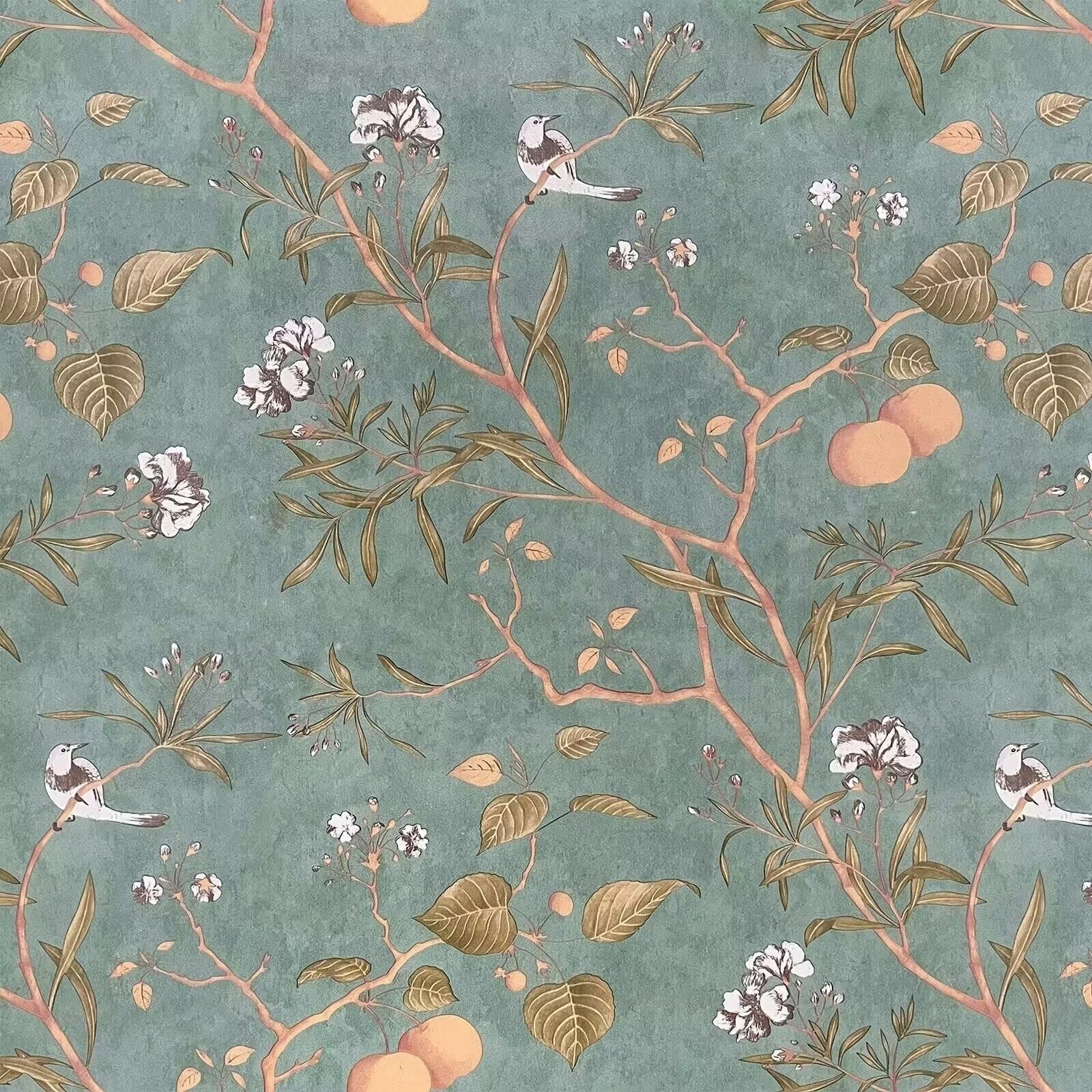 Laatse Green Floral Wallpaper Peel and Stick Bird 17.5″ x 393″,
