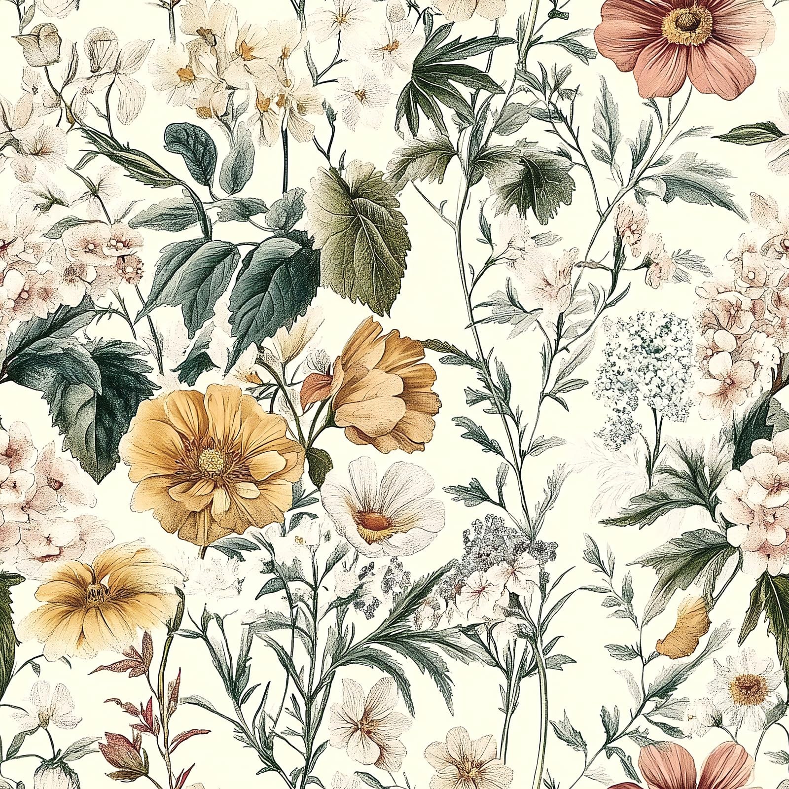 Livebor Vintage Floral Peel and Stick Wallpaper 16.9″ x 118.1″, A-Floral