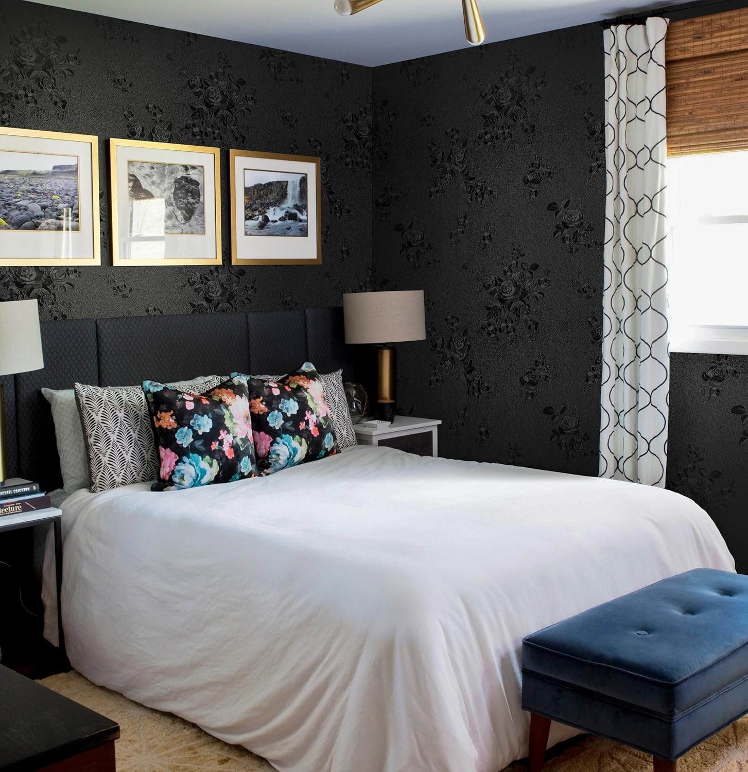 Erfoni Black Peel and Stick Wallpaper 17.7" x 78.7",