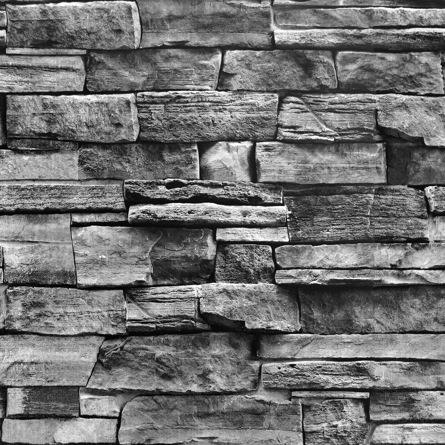 Jeweluck Grey Brick Wallpaper Peel 17.7inchx118.1inch(Recommend), Dark Gray