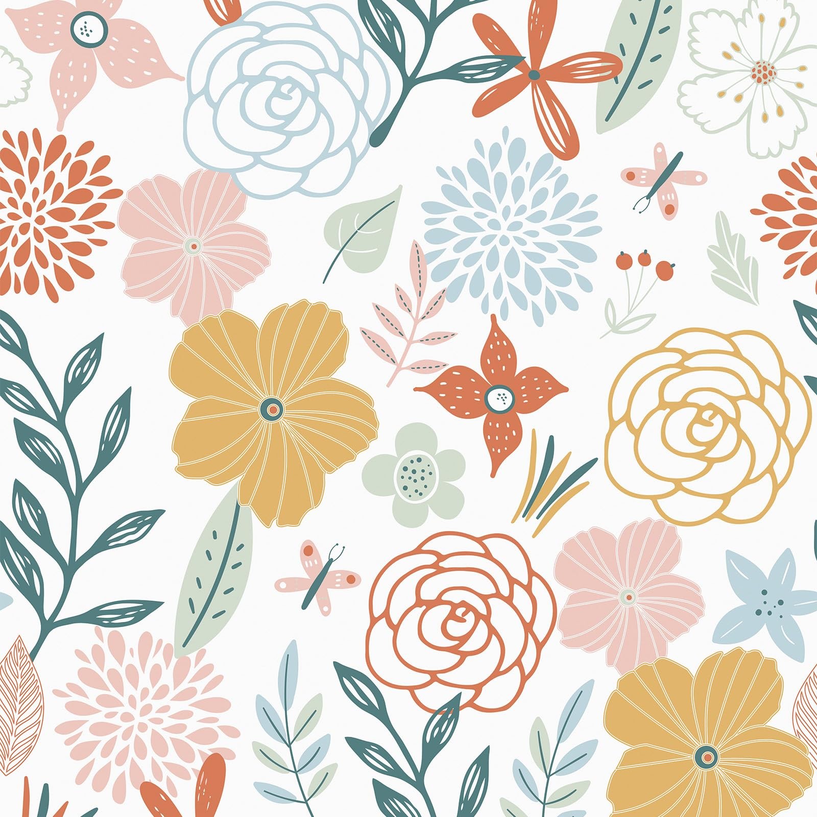 WENMER Floral Peel and Stick Wallpaper 17.7″ x 118″, Multi color