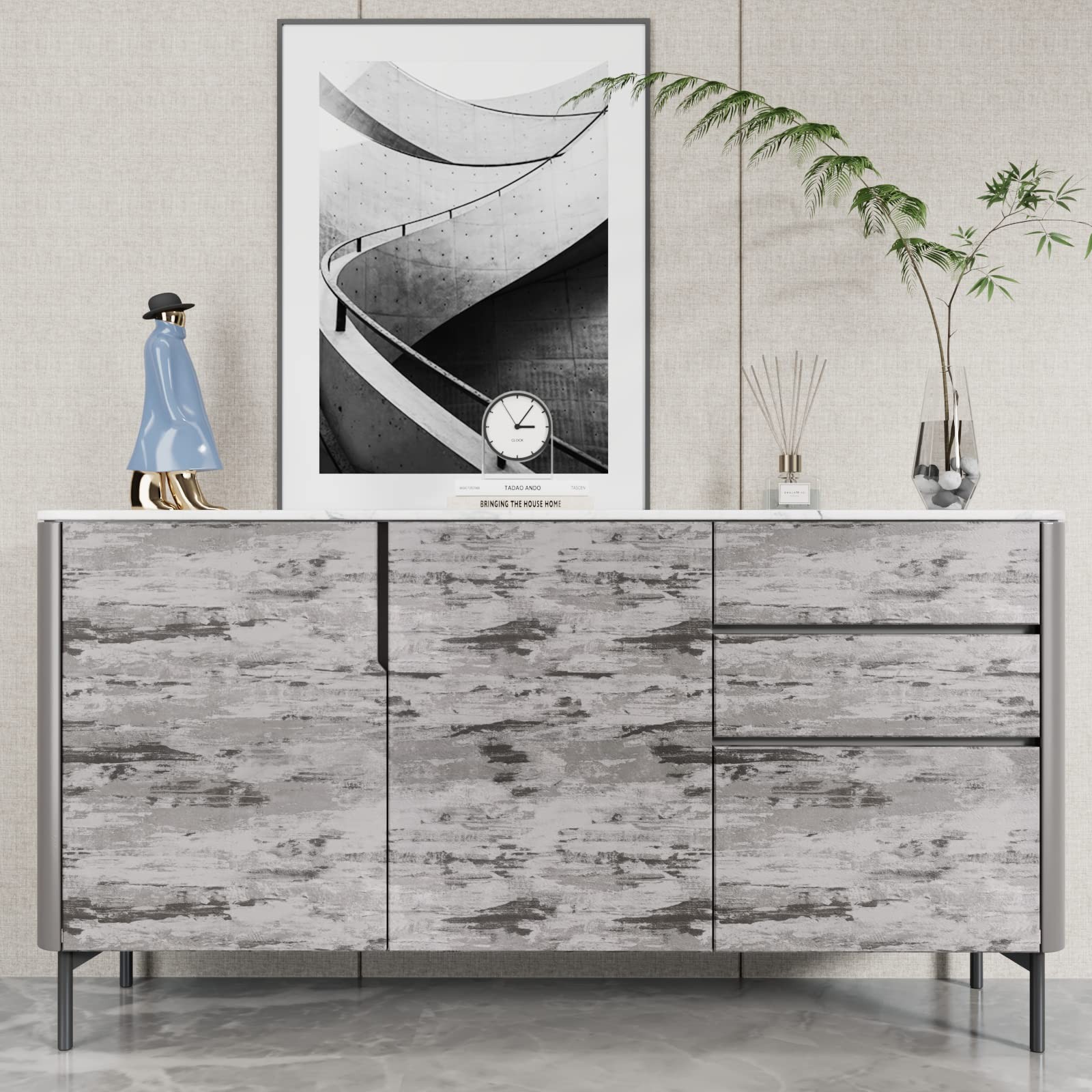CRE8TIVE Stained Grey Concrete Wallpaper Cement 12″ x 80″,