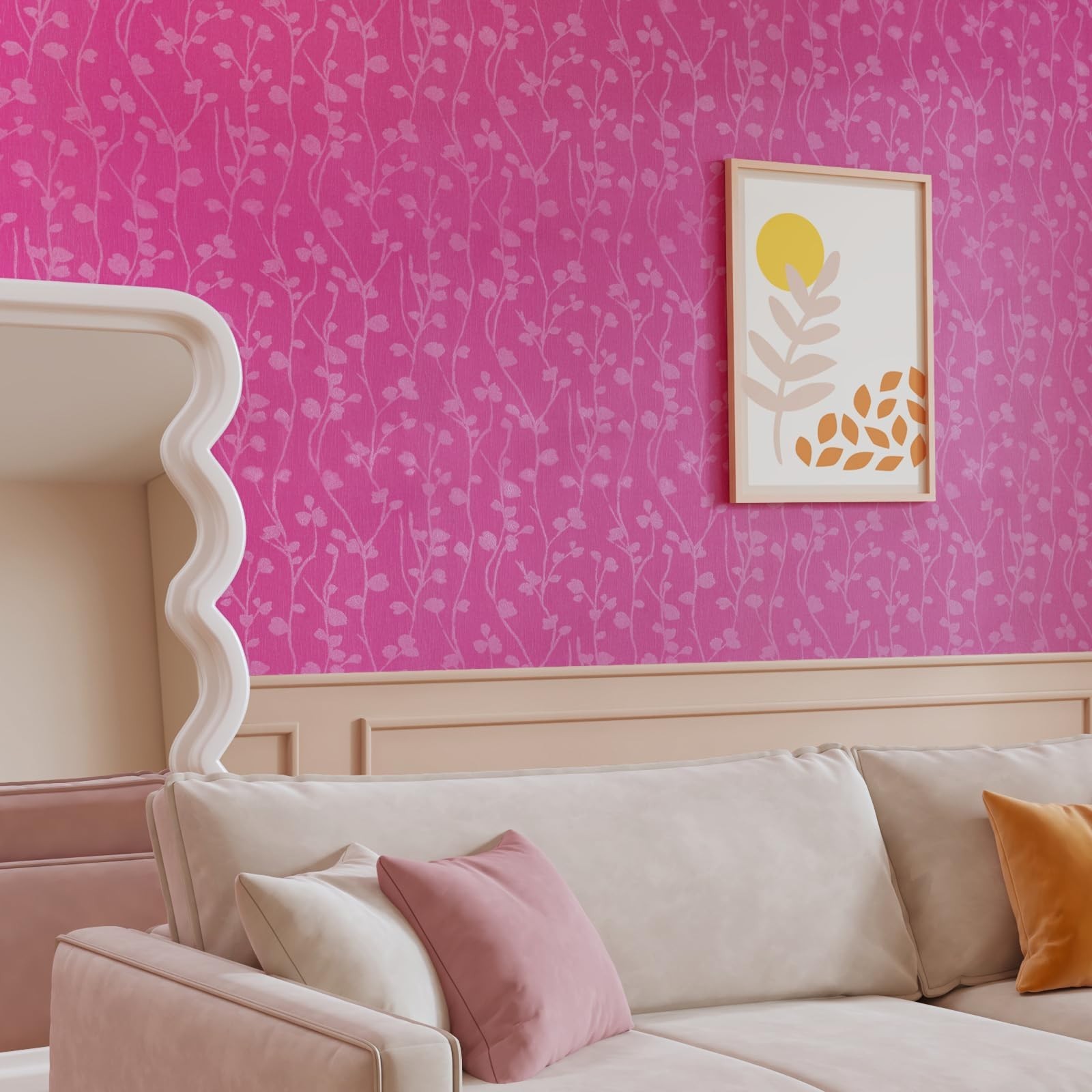 CRE8TIVE Pink Peel and Stick Wallpaper Textured Silk Wallpaper for Girls Bedr…