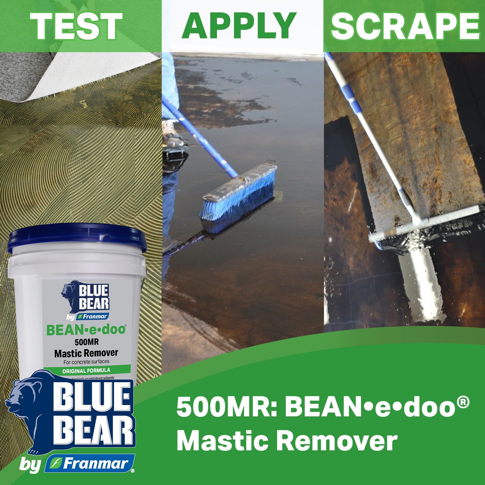 Blue Bear 500MR BEAN-e-doo Mastic Adhesive Remover Concrete 1 Qt