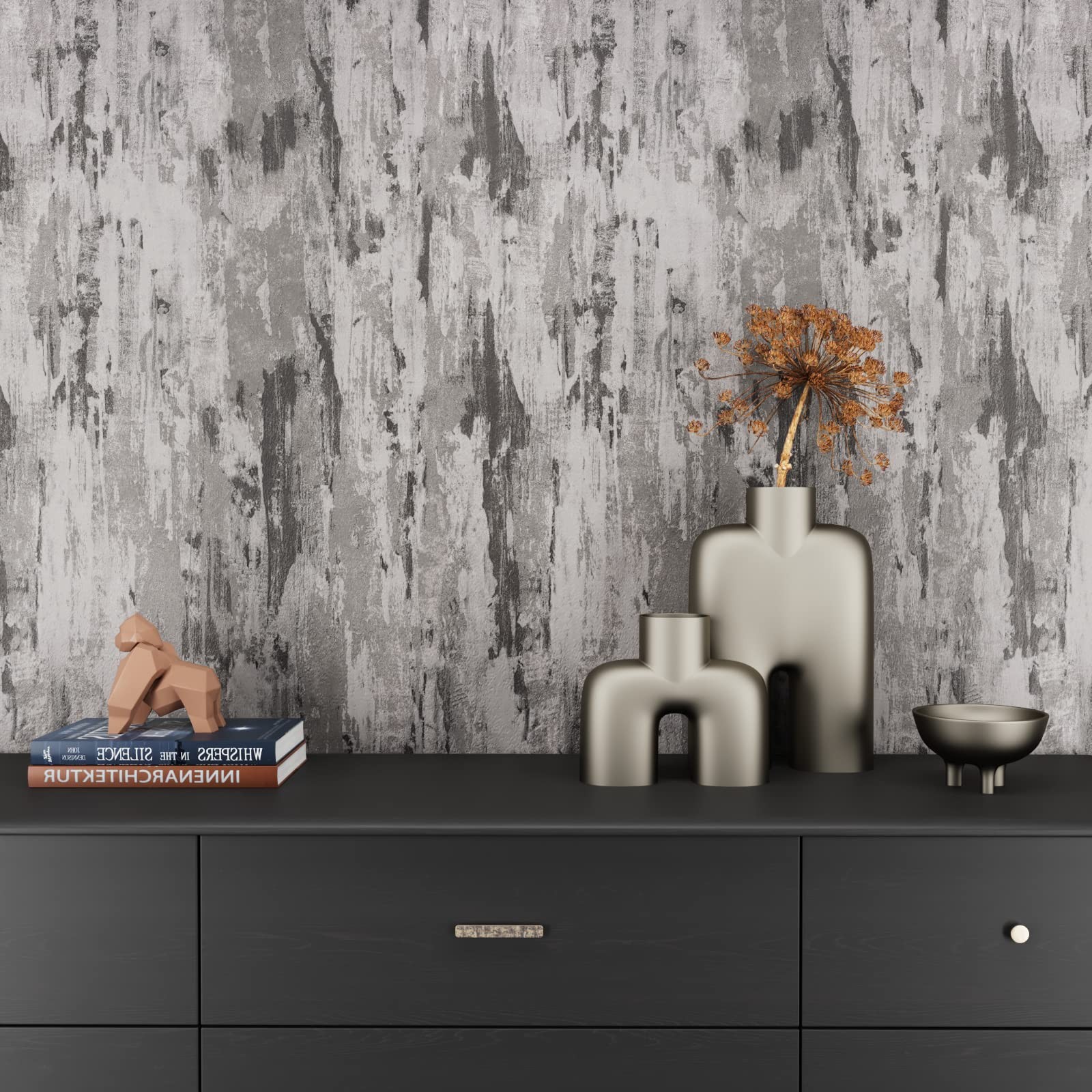 CRE8TIVE Stained Grey Concrete Wallpaper Cement 12″ x 80″,