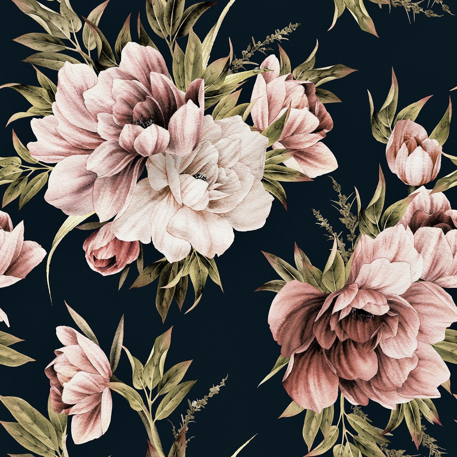 Wallercity Vintage Black Peel and Stick Wallpaper 17.5″ x 118″, Pink/Black