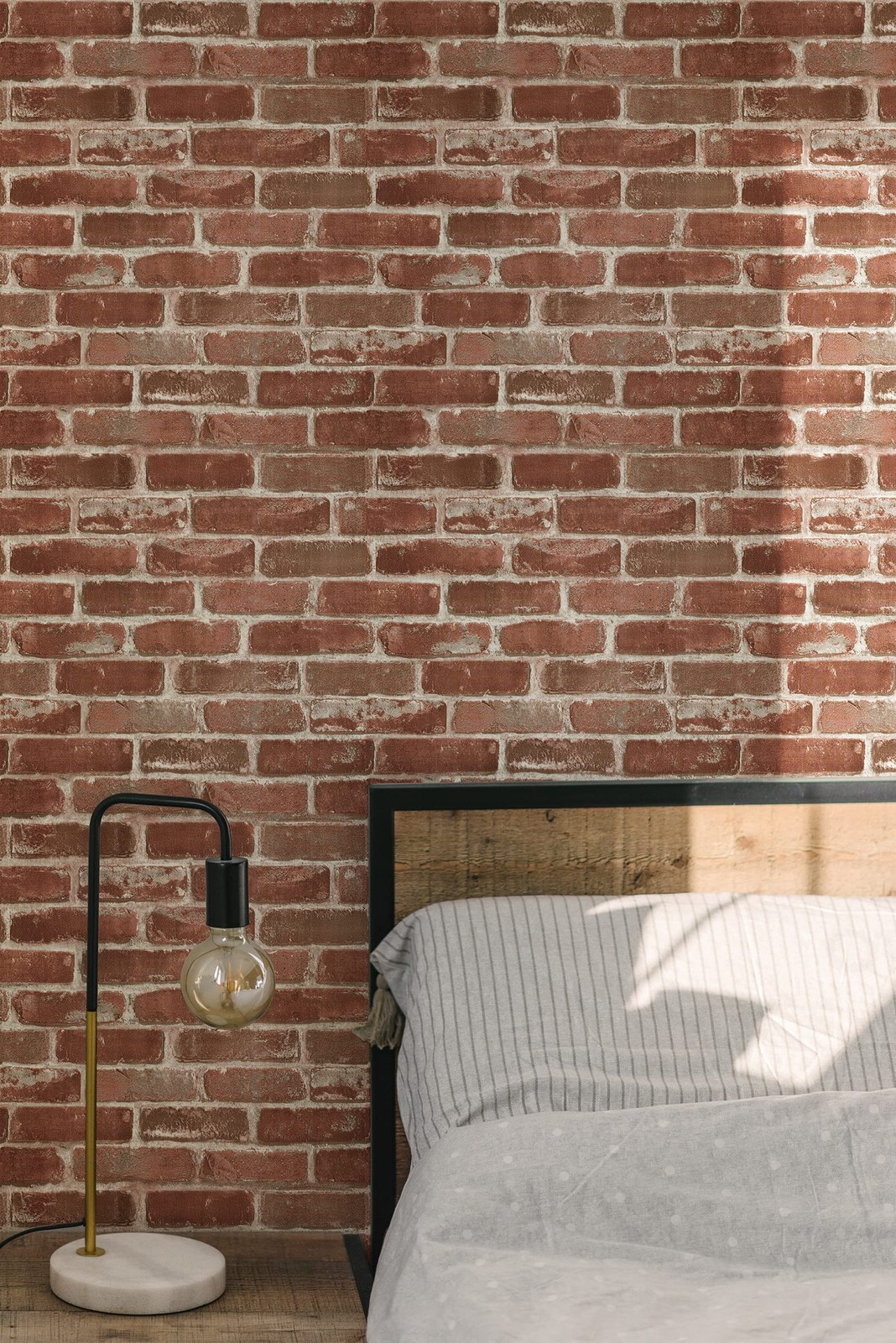 Hopeak Red Brick Wallpaper Self-Adhesive Peel and 17.5″ x 118″,