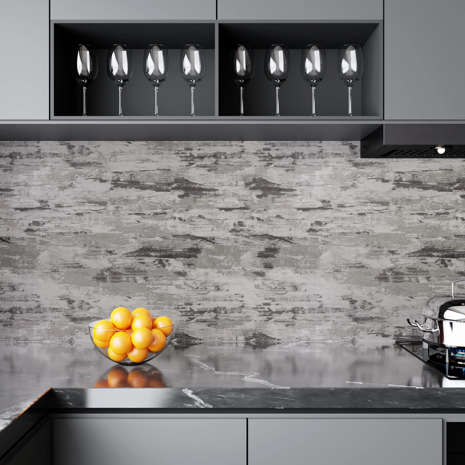 CRE8TIVE Stained Grey Concrete Wallpaper Cement 12″ x 80″,