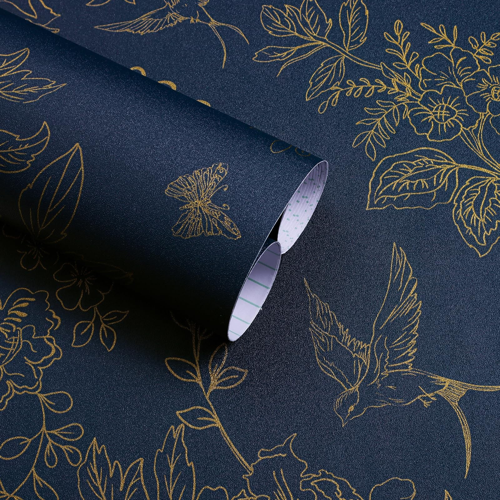 Froluya Dark Blue and Gold Vintage Floral 17.7″ x 118.1″,