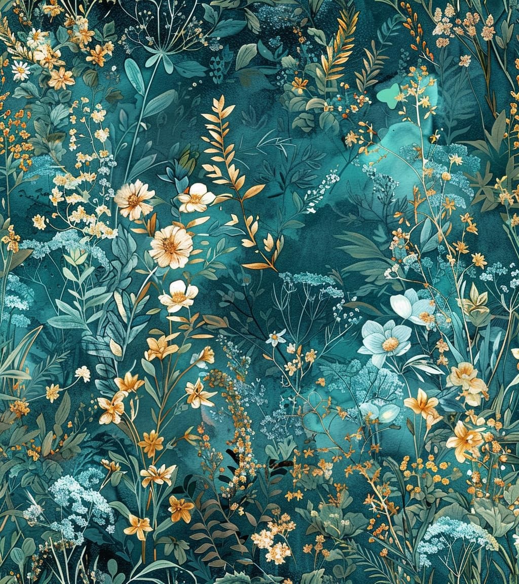lenify Floral Peel and Stick Wallpaper Green 17.3inch x 118.1inch,