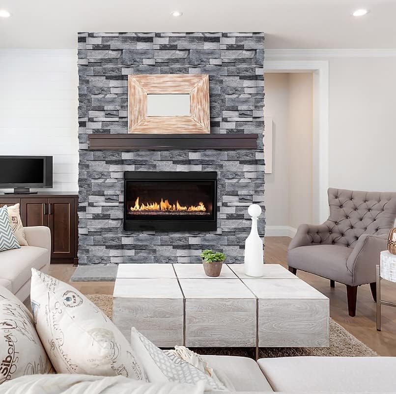 Timeet Grey Brick Wallpaper Peel and Stick Stone 17.7″ x 118.1″, Vintage