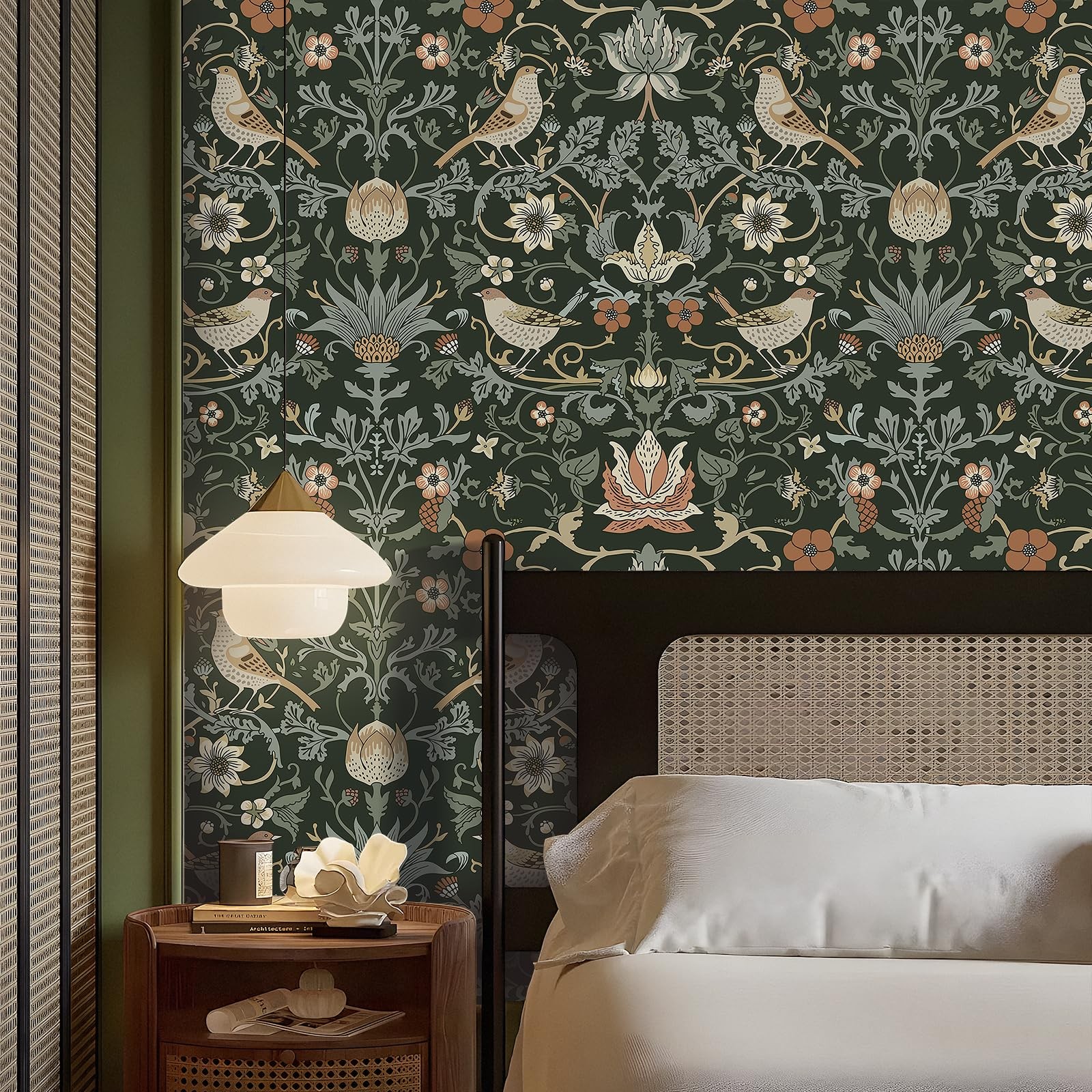 Livelynine Green William Morris Wallpaper 17.5″ x 78.8″,