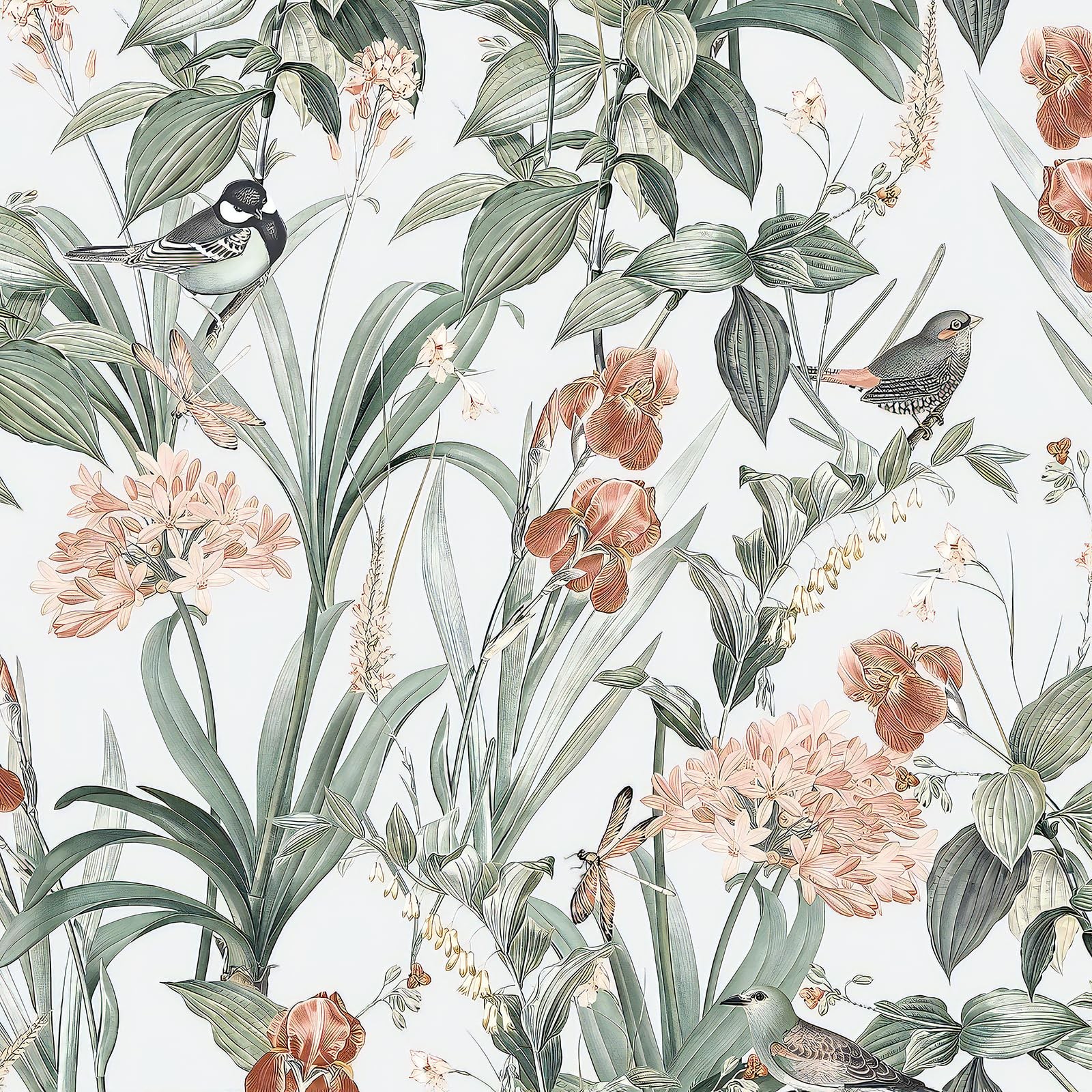 Jeweluck Floral Peel and Stick Wallpaper 16.9inchx118.1inch, Bird
