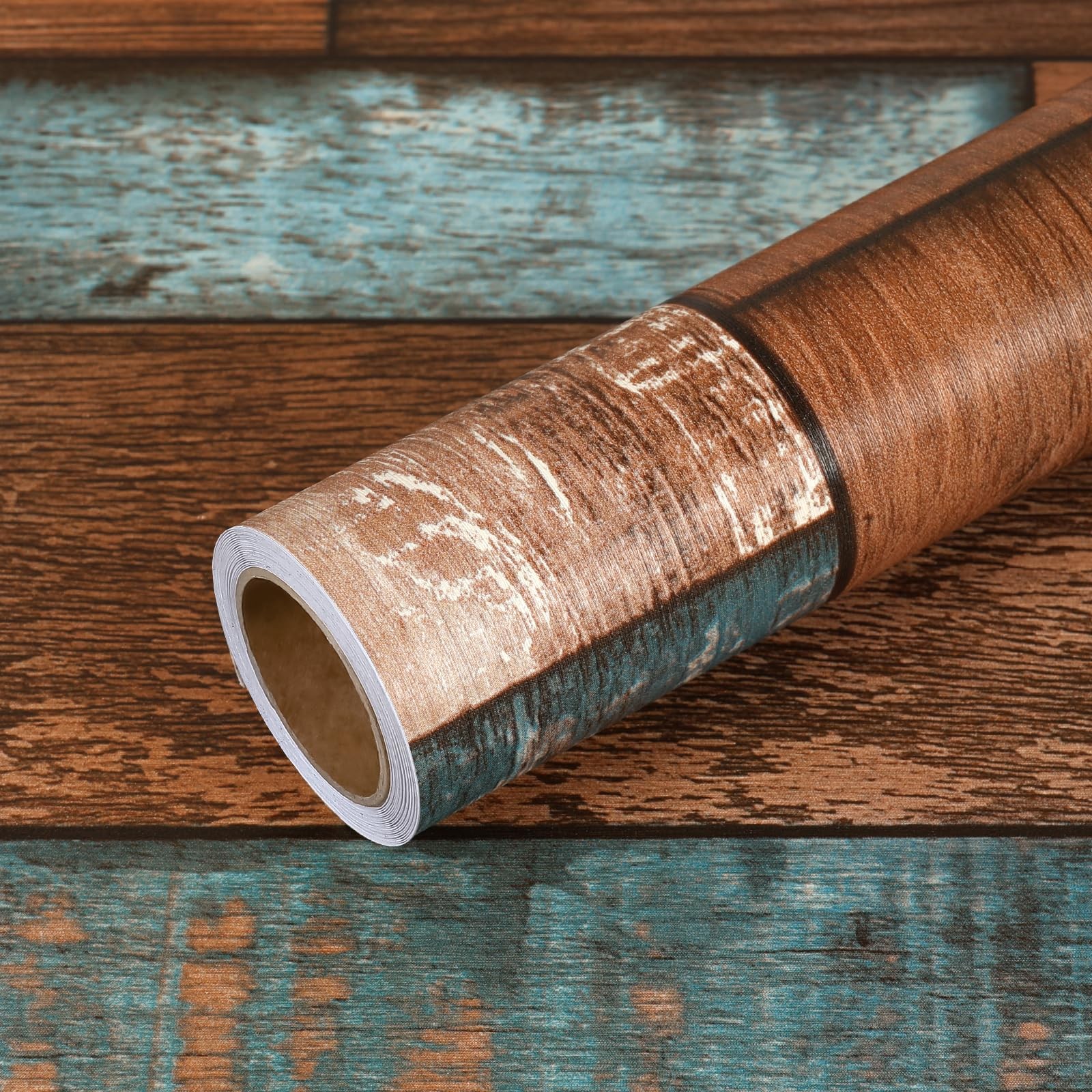 VEELIKE Aged Weathered Shiplap Peel and Stick Wallpaper 17.7″ x 118″, Blue