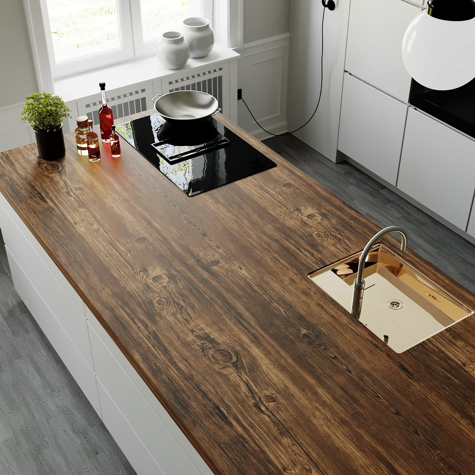 VEELIKE 15.7»x118» Thick Rustic Wood Wallpaper Peel and 15.7″ x 118″, Brown