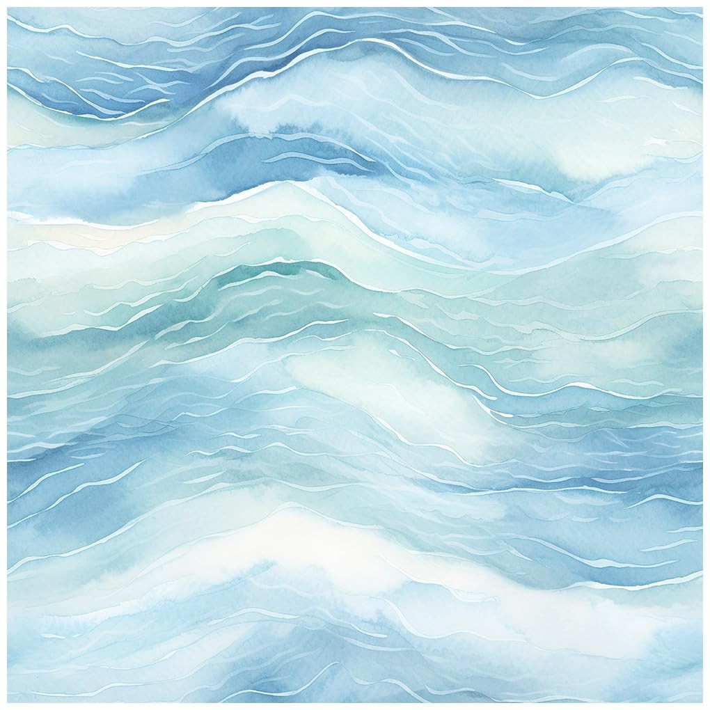HAOKHOME Peel and Stick Wallpaper Wave Wall Paper Coastal 17.3″ x 118″, Blue
