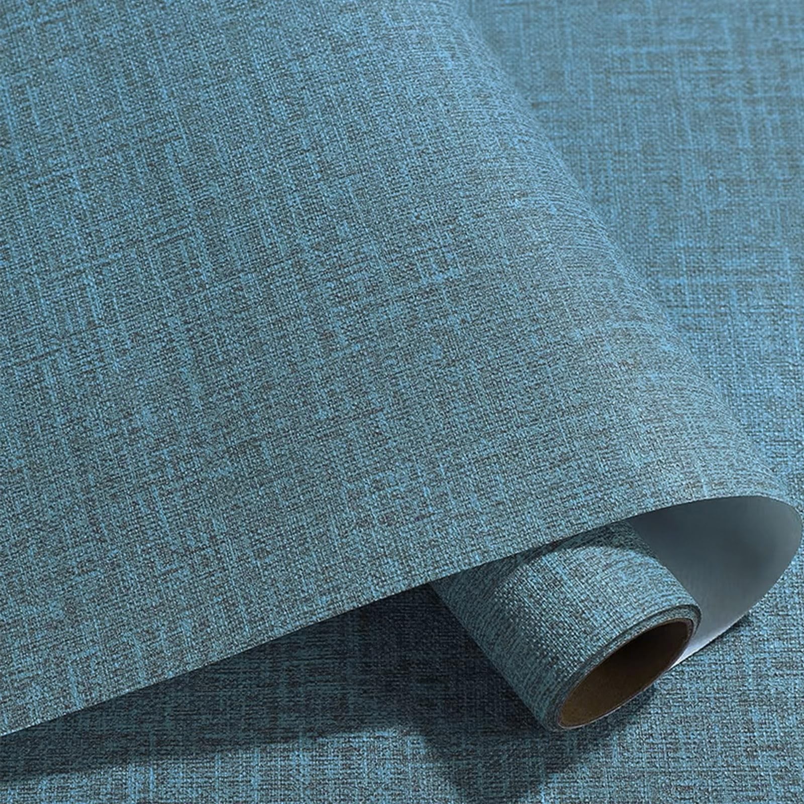 Yancorp 10ft Textured Fabric Teal Blue Wallpaper Faux 16″ x 120″,