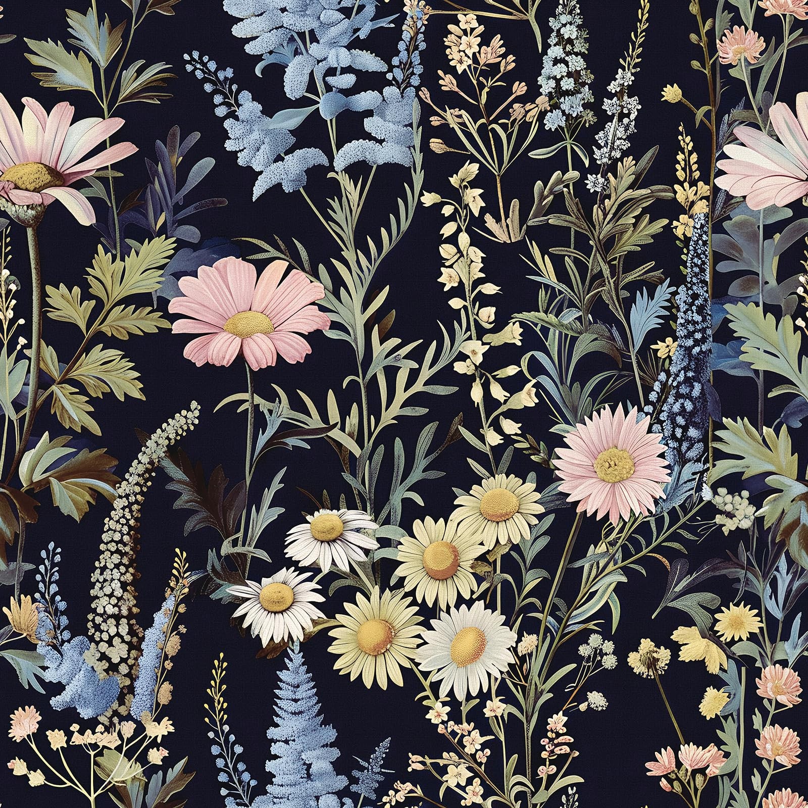 Nukofal Floral Peel and Stick Wallpaper Vintage 15.7inch x 118.1inch, Dark