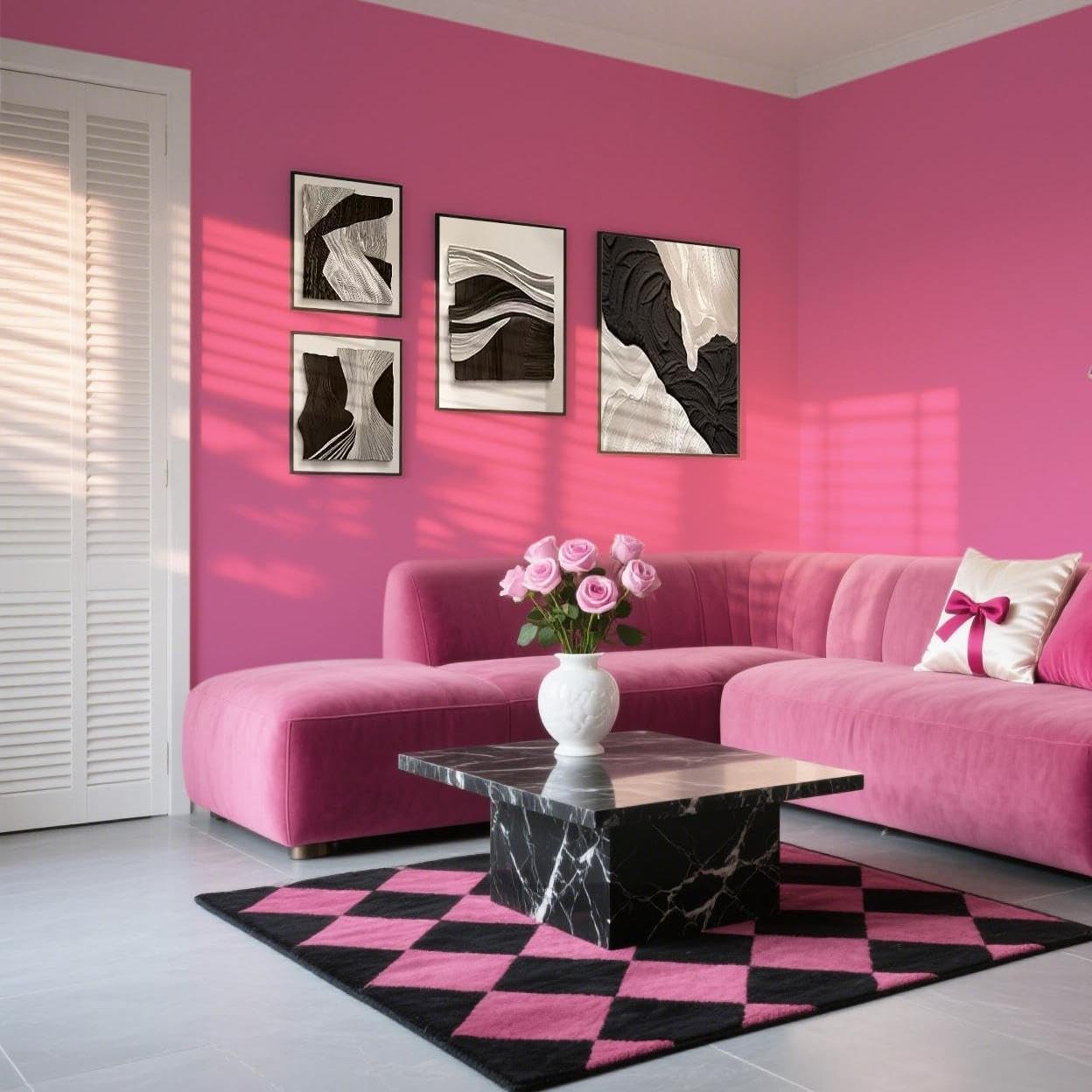 Ismoon 17.7inx197in Pink Wallpaper Peel and Stick 17.7″ x 197″, Hot