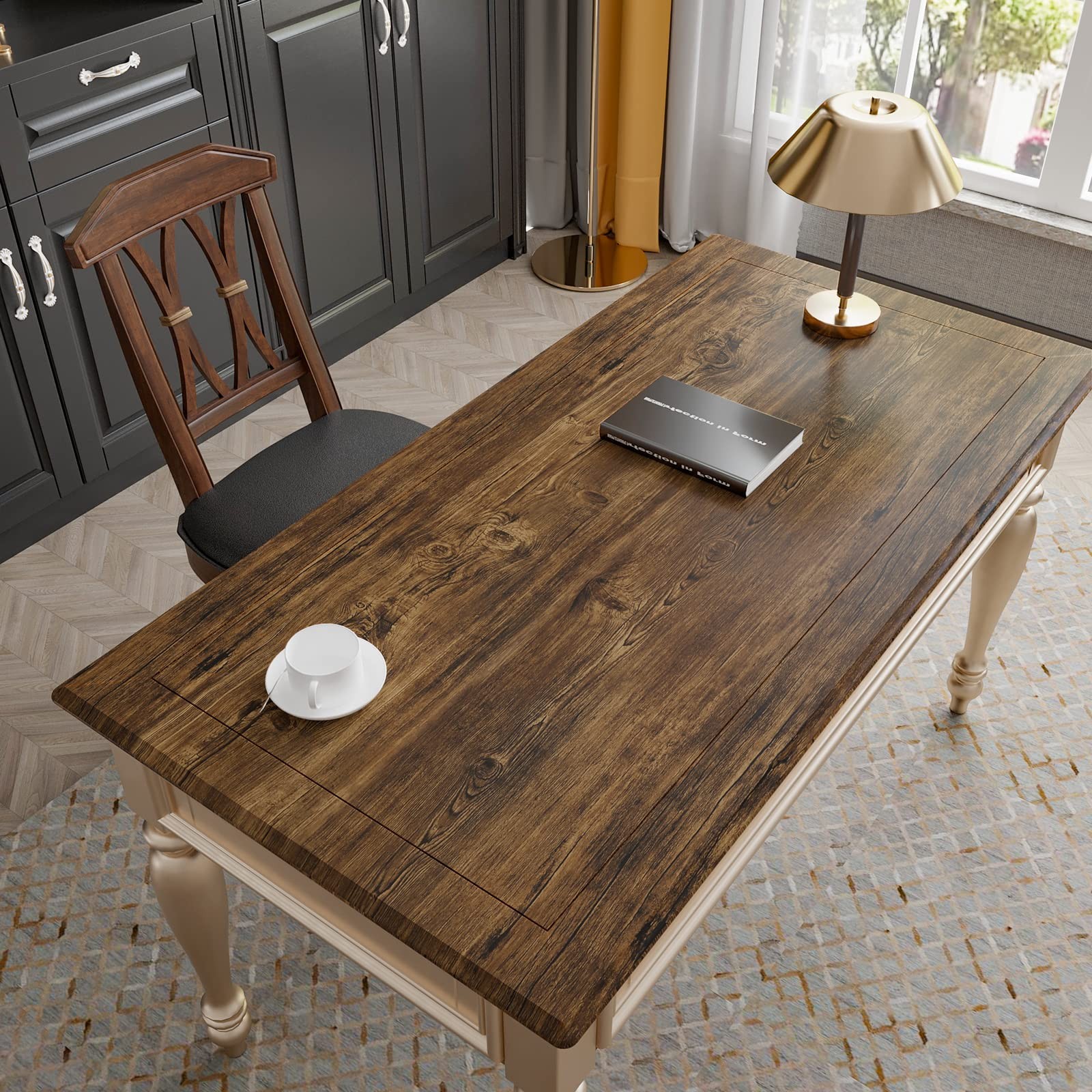 VEELIKE 15.7»x118» Thick Rustic Wood Wallpaper Peel and 15.7″ x 118″, Brown