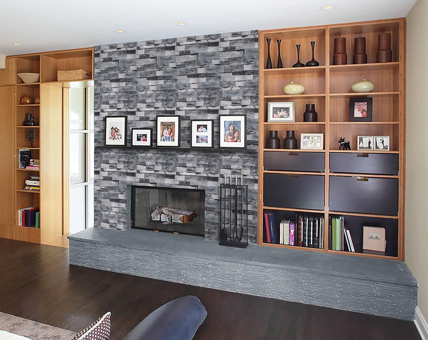 Timeet Grey Brick Wallpaper Peel and Stick Stone 17.7″ x 118.1″, Vintage