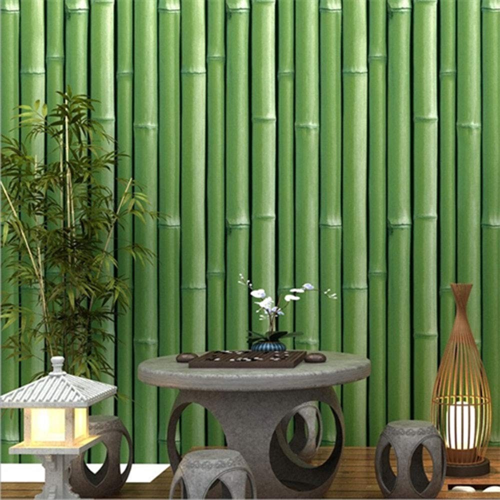 PoetryHome Self Adhesive Vinyl Bamboo Wallpaper for Walls 17.7″ x 117″, Green