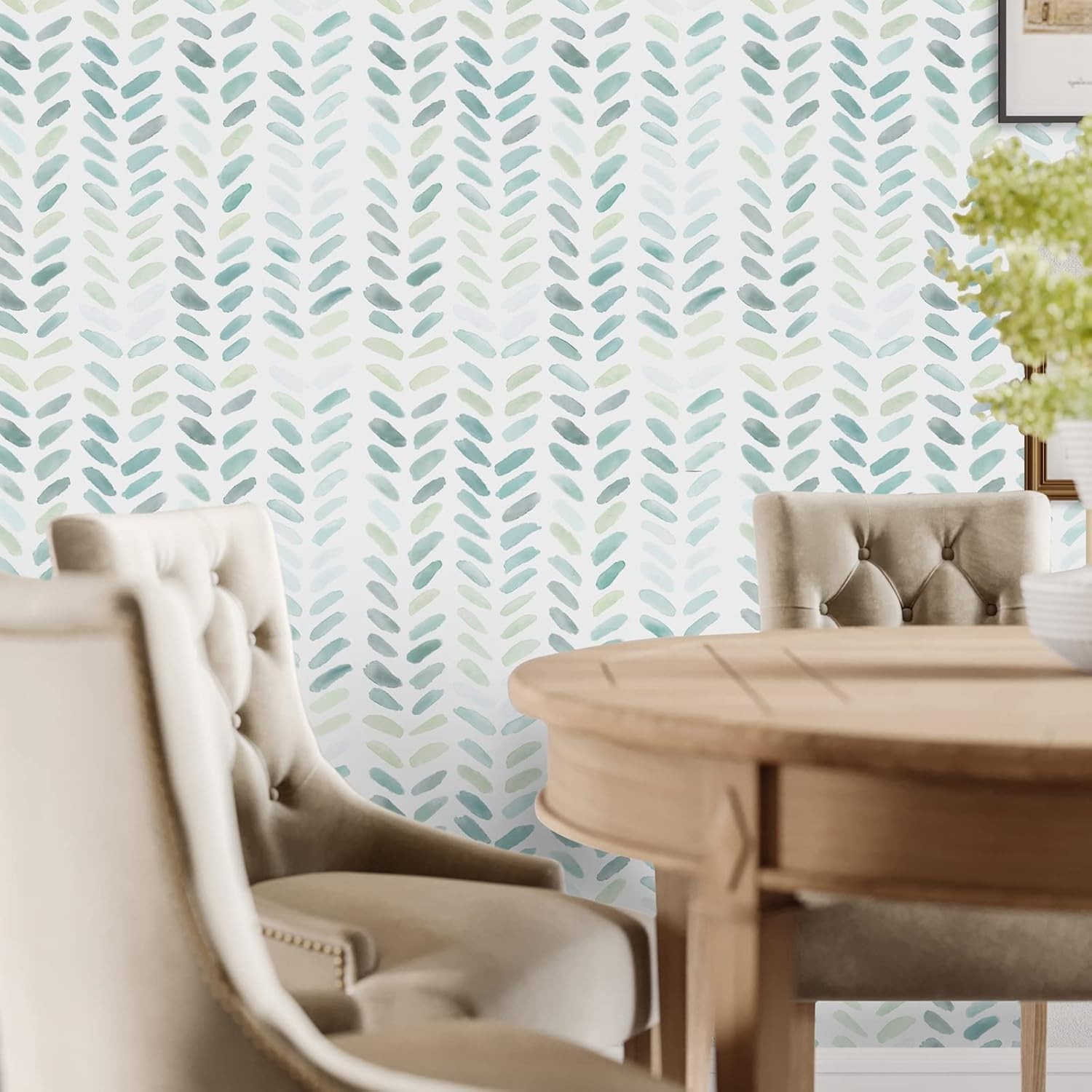 Sevalo Green and White Wallpaper Peel Stick 17.3 x 78.8, green white