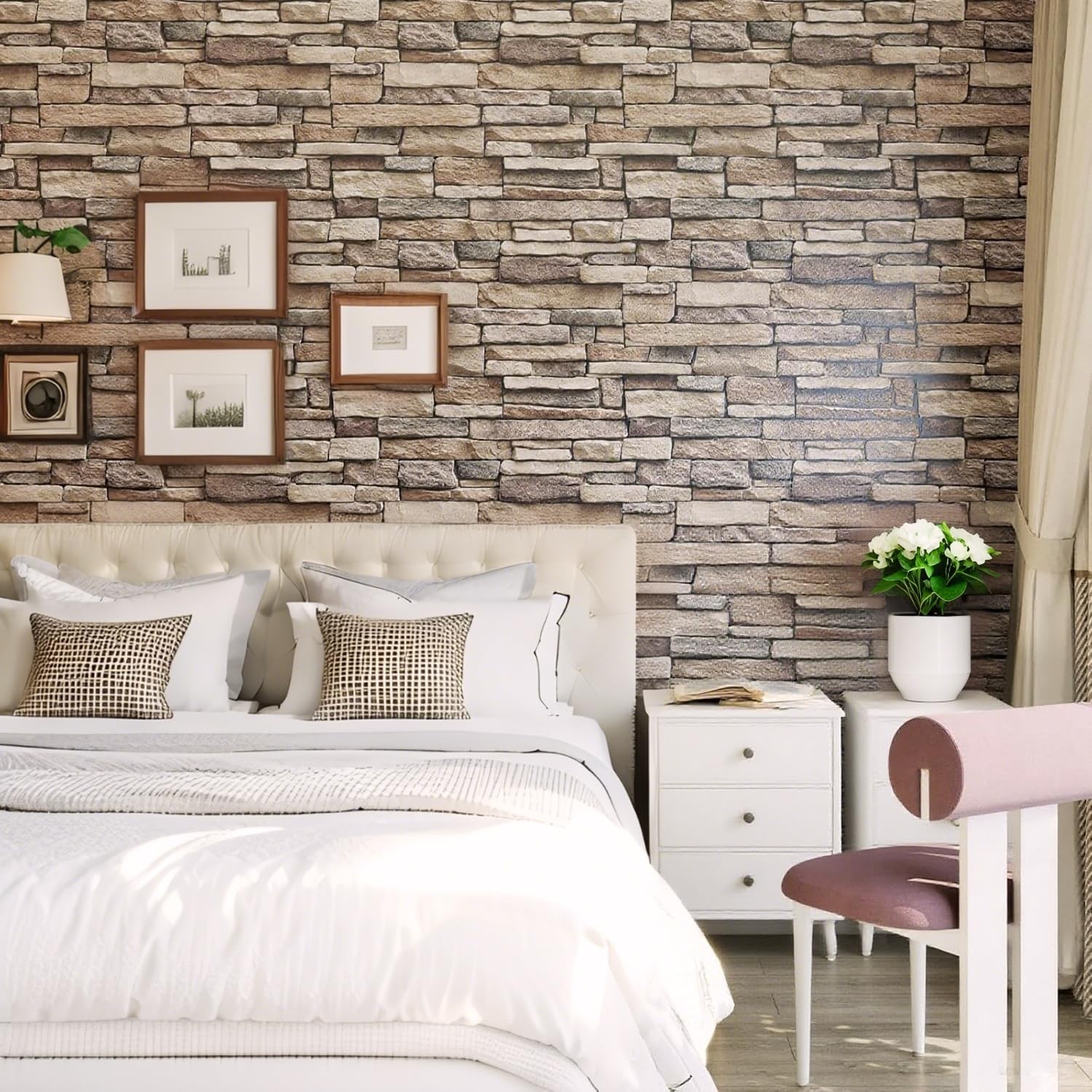 Yancorp 18″x120″ Brick Wallpaper Peel and Stick Modern 18″ x 120″, Brown