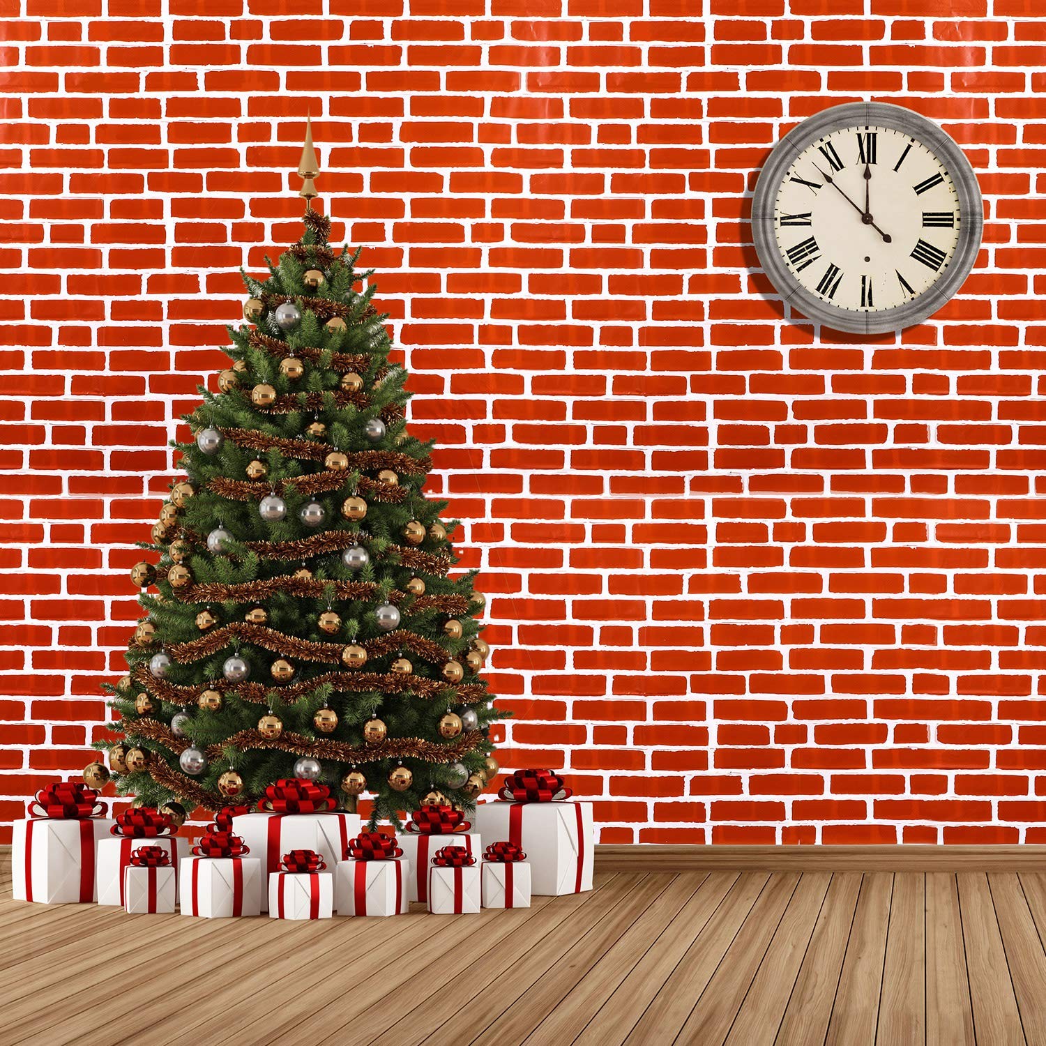 Chuangdi 2pcs 4.5 x 9 Feet Brick Wallpaper Peel and Stick x 9 Feet, Red