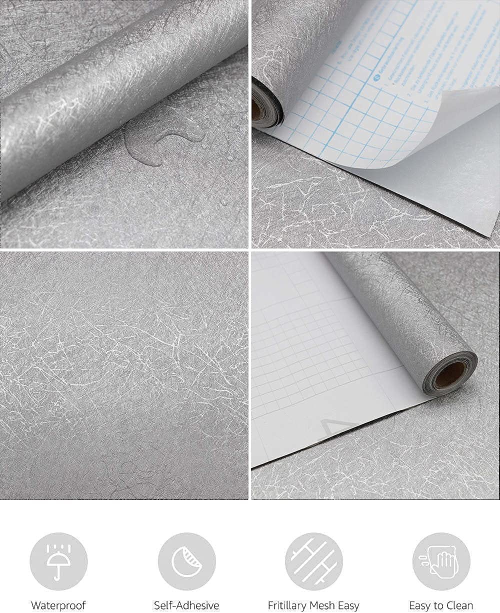 Abyssaly 15.7 inch X 118 Silver Grey Wallpaper 15.7″ x 118″,