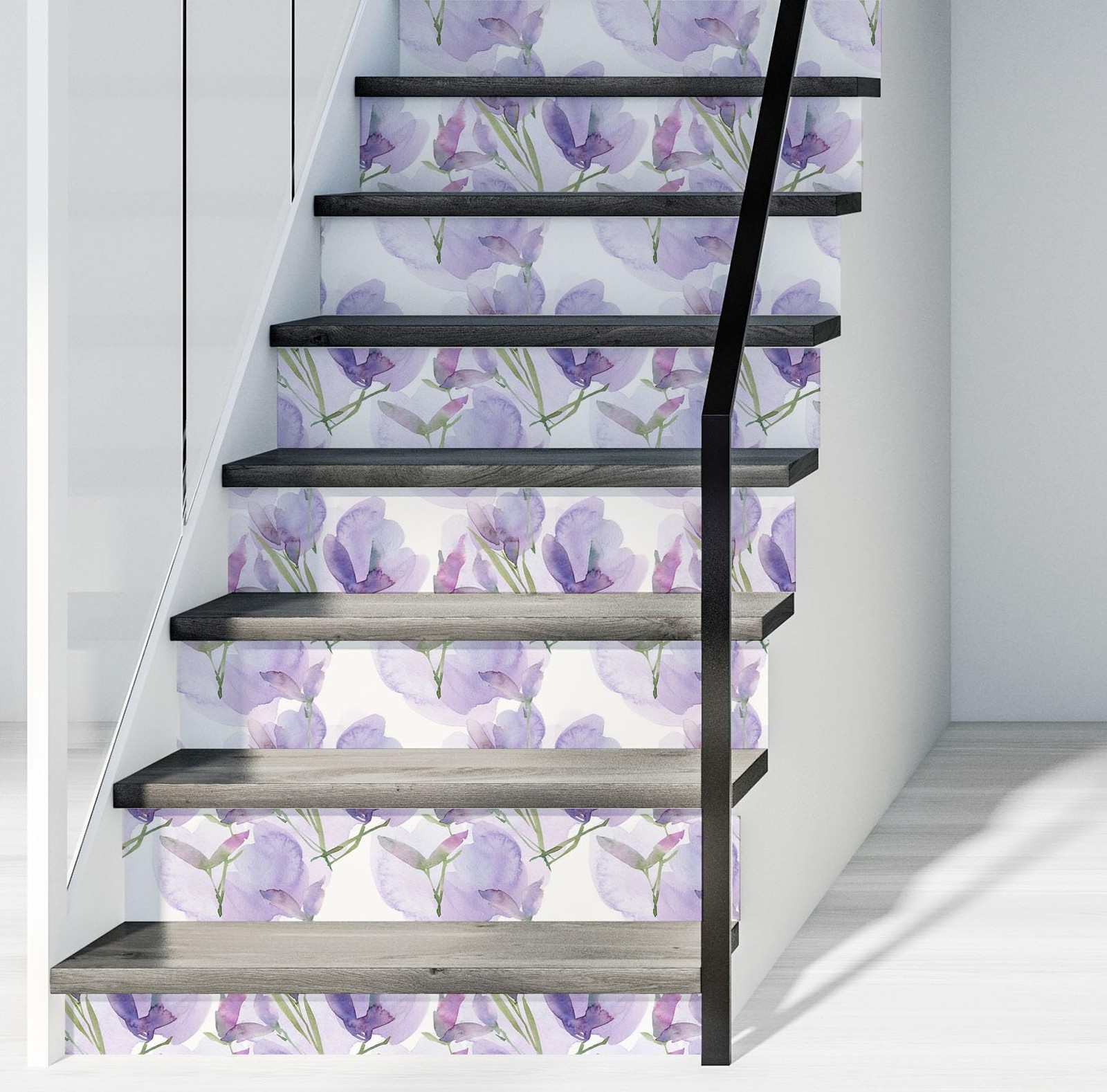 BaoHArtHome Large Floral Peel and Stick Wallpaper 17.7″ x 118″, Lavender