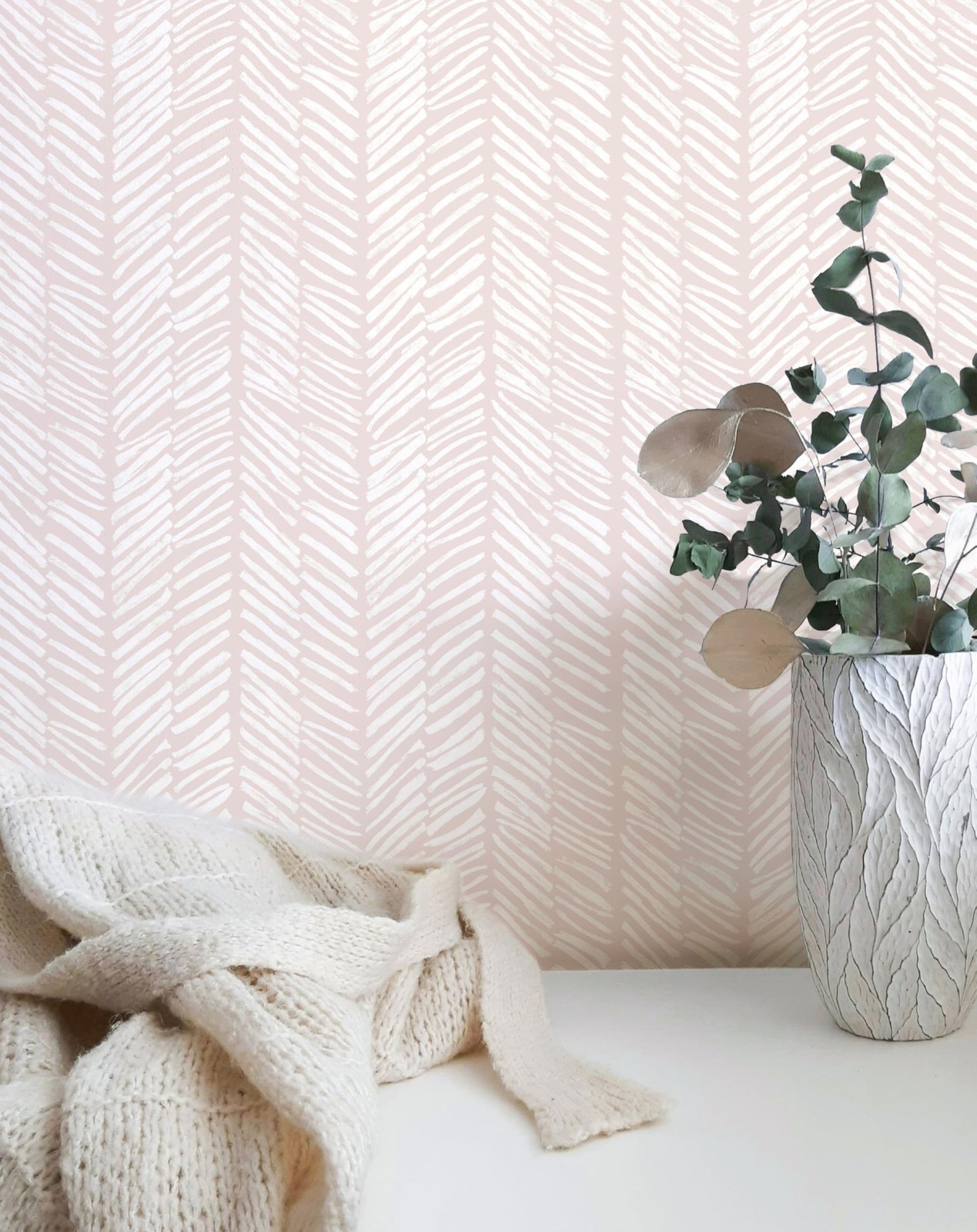MelunMer Pink Striped Peel and Stick Wallpaper Boho 78.7″×17.3″,