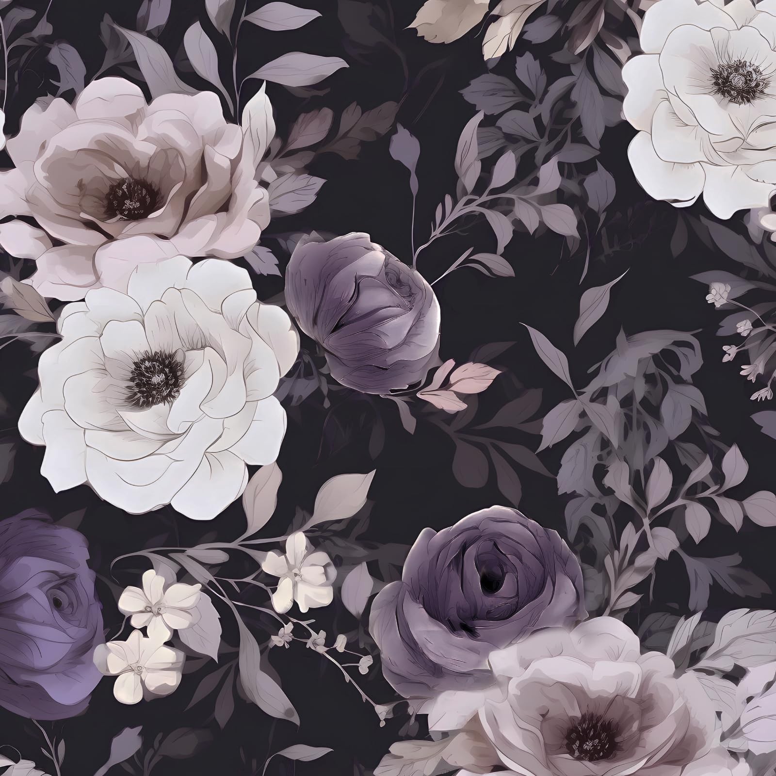 ILHIIOR Purple Floral Wallpaper Watercolor Peel and 17.5″ x 118.1″,