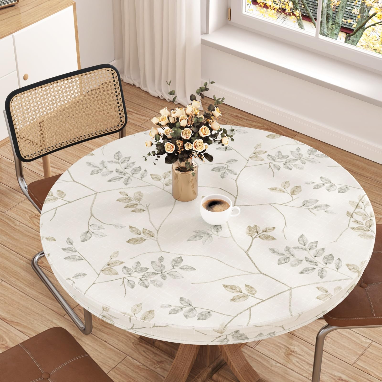 Beige Leaf Nature Wallpaper Peel and Stick Floral 17.5″ x 102″,