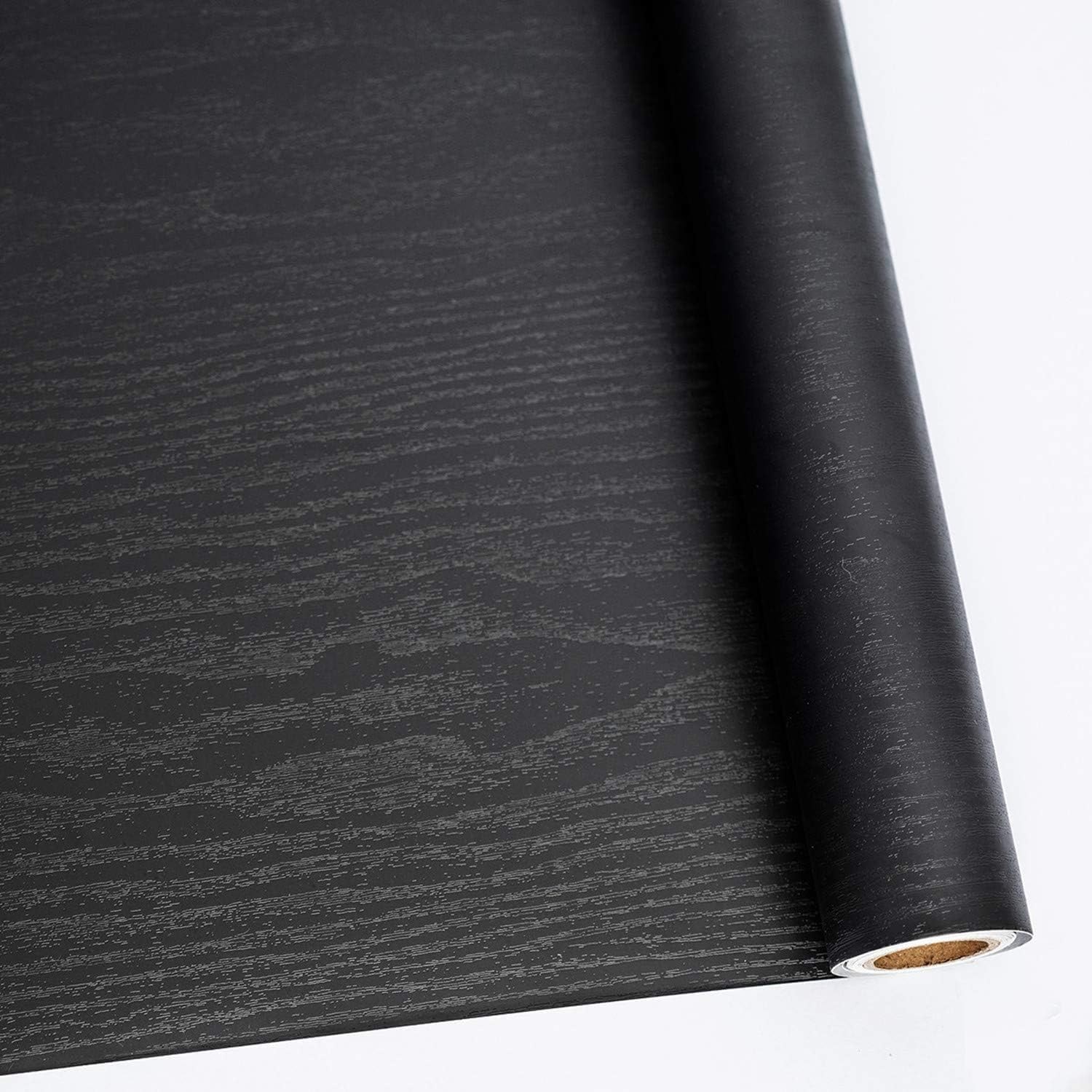Abyssaly Black Wood Peel and Stick Paper 17.7 in X 413 x 413,